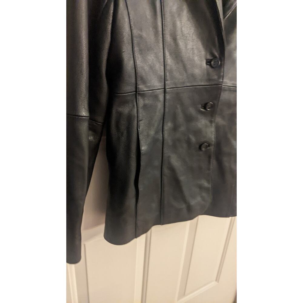 John Paul Richard Black Lambs Leather Jacket, Three Button Closure< Size 14 - Picture 4 of 11